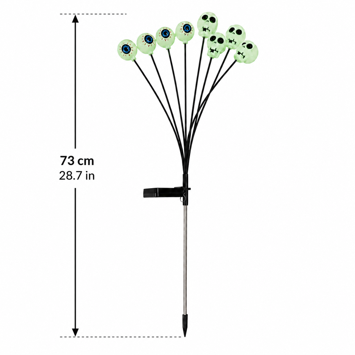 EVEDIOR 4-Pack 8-Head Solar Eyeball & Skull Lights, Green Halloween Garden Stake Lights for Yard, Lawn & Pathway Decor