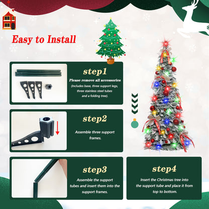 47-inch Folding Flocked Cedar Christmas Tree