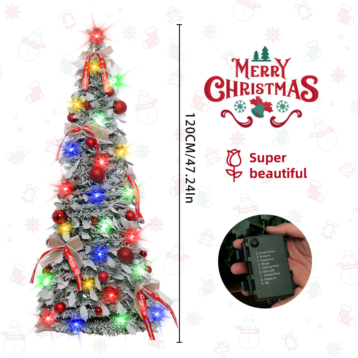 47-inch Folding Flocked Cedar Christmas Tree