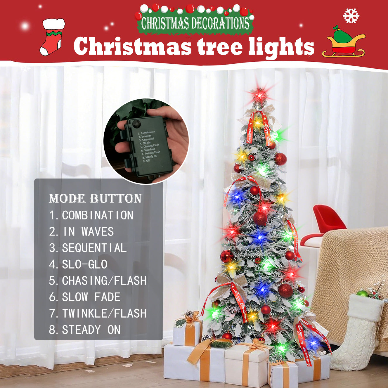 47-inch Folding Flocked Cedar Christmas Tree