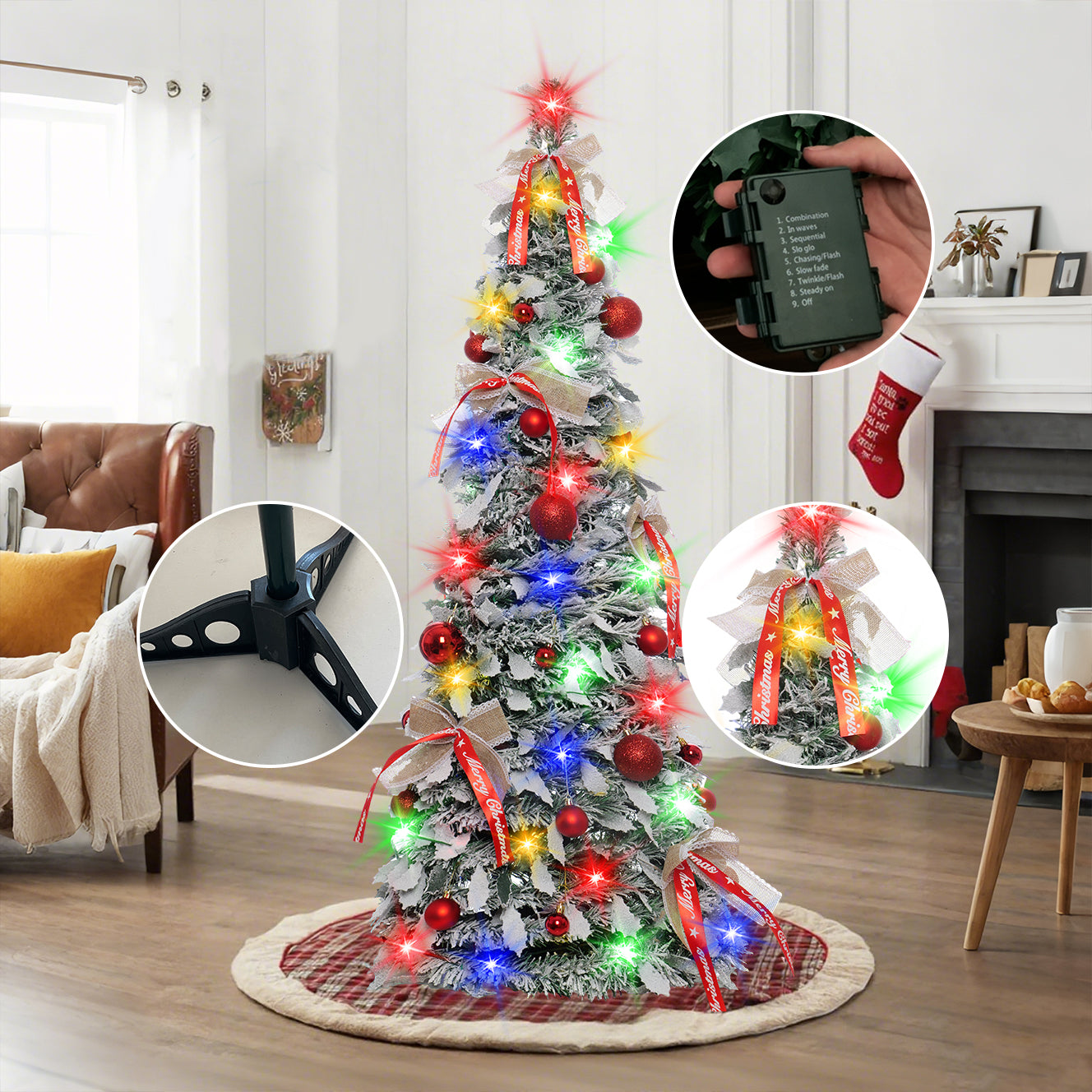 47-inch Folding Flocked Cedar Christmas Tree