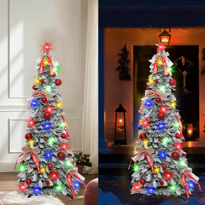 47-inch Folding Flocked Cedar Christmas Tree