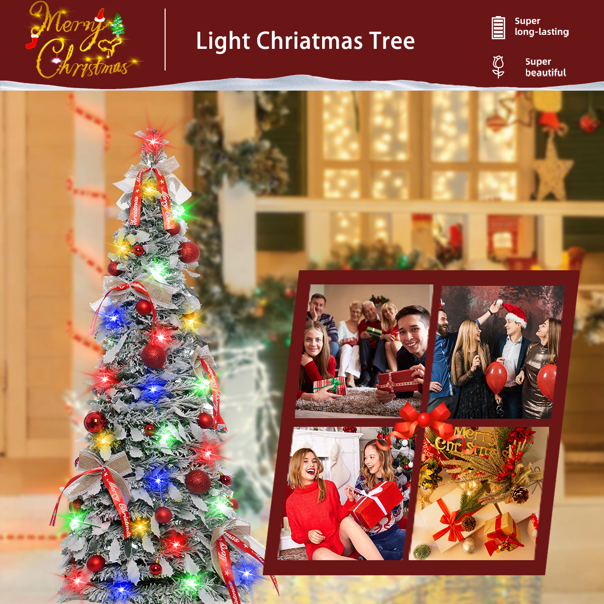 47-inch Folding Flocked Cedar Christmas Tree