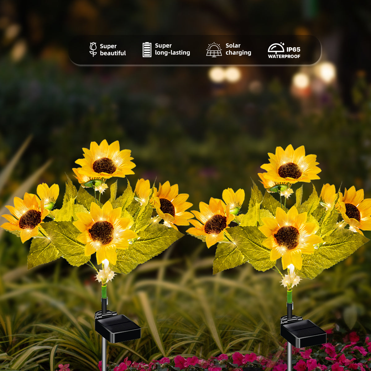 Evedior  Vibrant Solar Sunflower Lights | Summer Sunshine Collection (Set of 4)