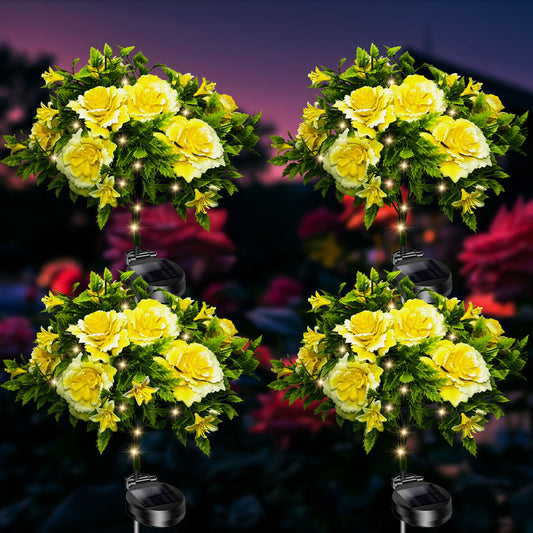 4-pack solar-powered carnations (yellow)