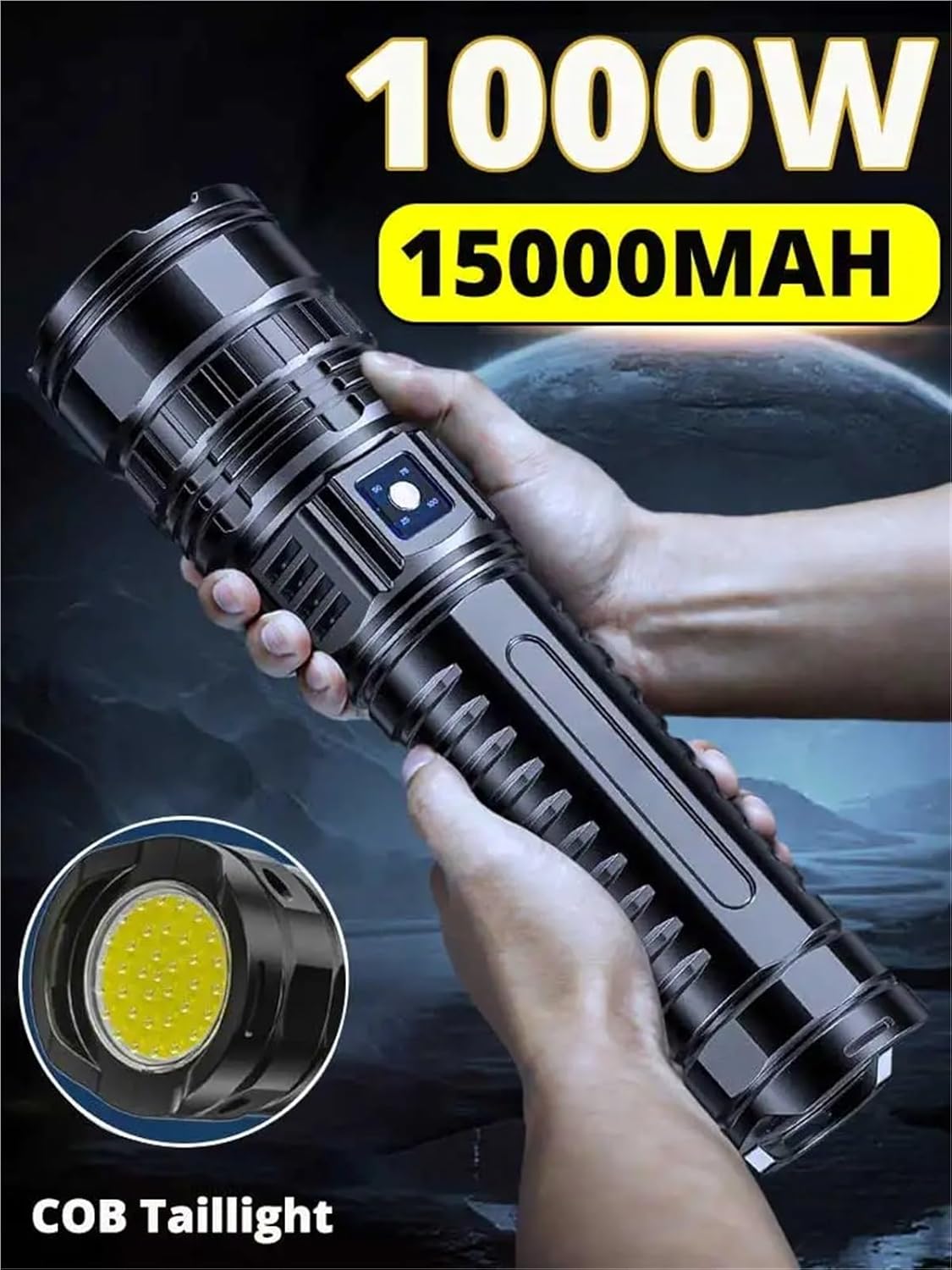 Evedio Rechargeable High-Power LED Flashlight, 5 Modes Zoomable Outdoor Flashlight with COB Side Light for Camping, Hiking & Emergency Use（1 Pack）