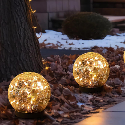 EvediorSolar Cracked Glass Globe Lights, （2 Pack）