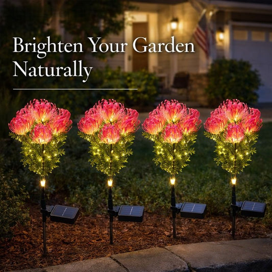 EVEDIOR Realistic Solar Spider Mum Lights - Outdoor Memorial Garden Decor (Set of 4)