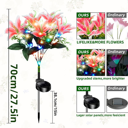 4 stems of lilies with 7 blooms each.
