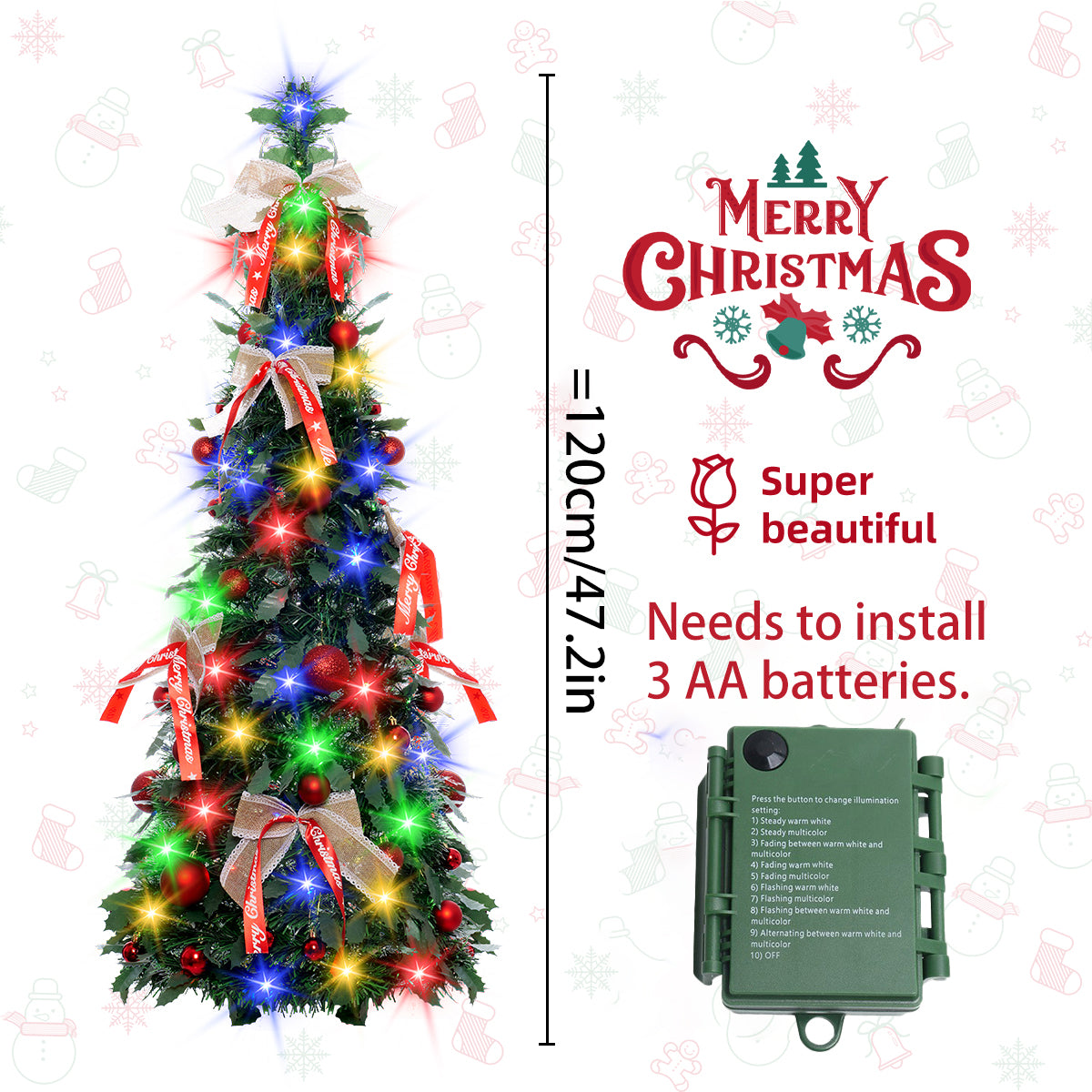 120cm Foldable Bow Christmas Tree