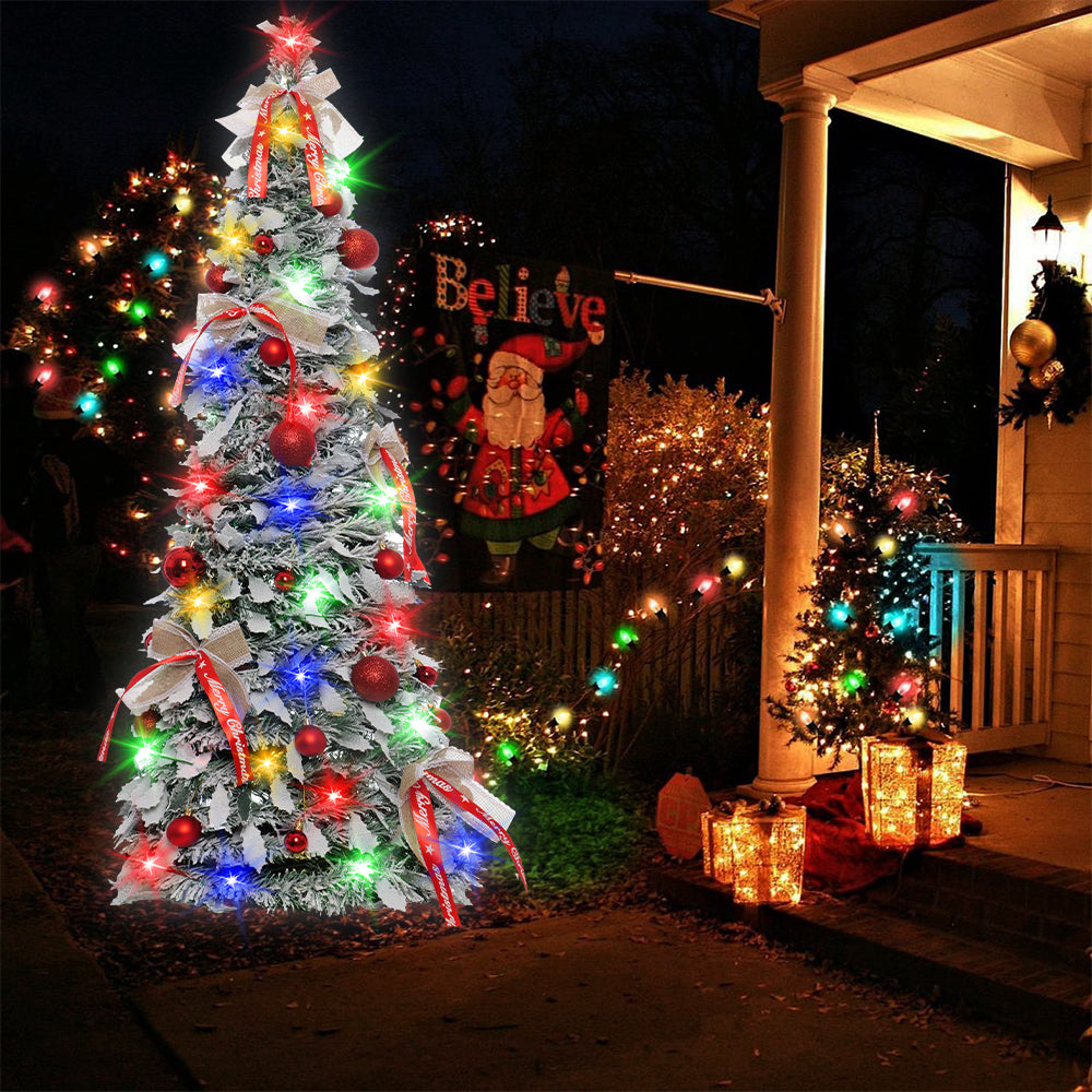 47-inch Folding Flocked Cedar Christmas Tree