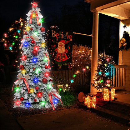 47-inch Folding Flocked Cedar Christmas Tree