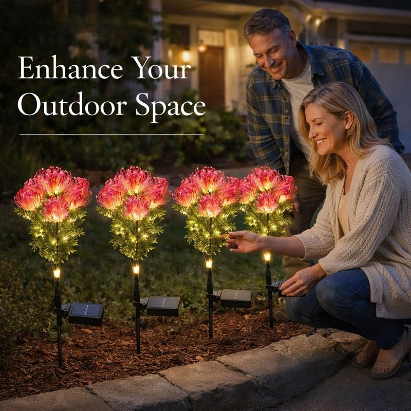 EVEDIOR Realistic Solar Spider Mum Lights - Outdoor Memorial Garden Decor (Set of 4)