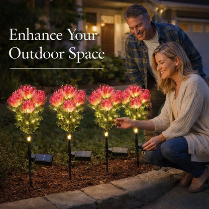 EVEDIOR Realistic Solar Spider Mum Lights - Outdoor Memorial Garden Decor (Set of 4)
