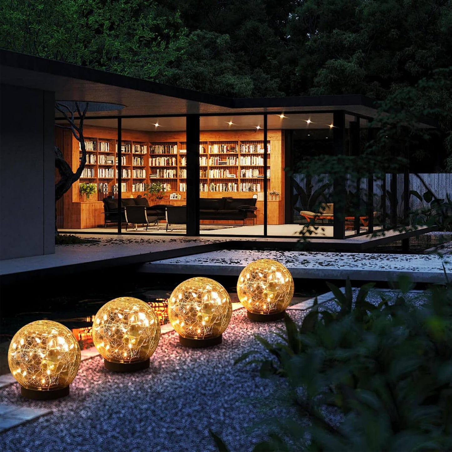 EvediorSolar Cracked Glass Globe Lights, （2 Pack）