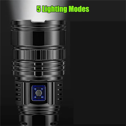 Evedio Rechargeable High-Power LED Flashlight, 5 Modes Zoomable Outdoor Flashlight with COB Side Light for Camping, Hiking & Emergency Use（1 Pack）