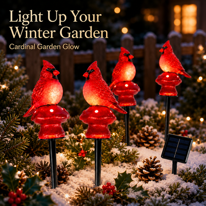 EVEDIOR 4-in-1 Solar Cardinal Bird Garden Lights, 4-Pack Connected Outdoor Halloween Yard Stake Lights for Pathway, Lawn & Garden Decor