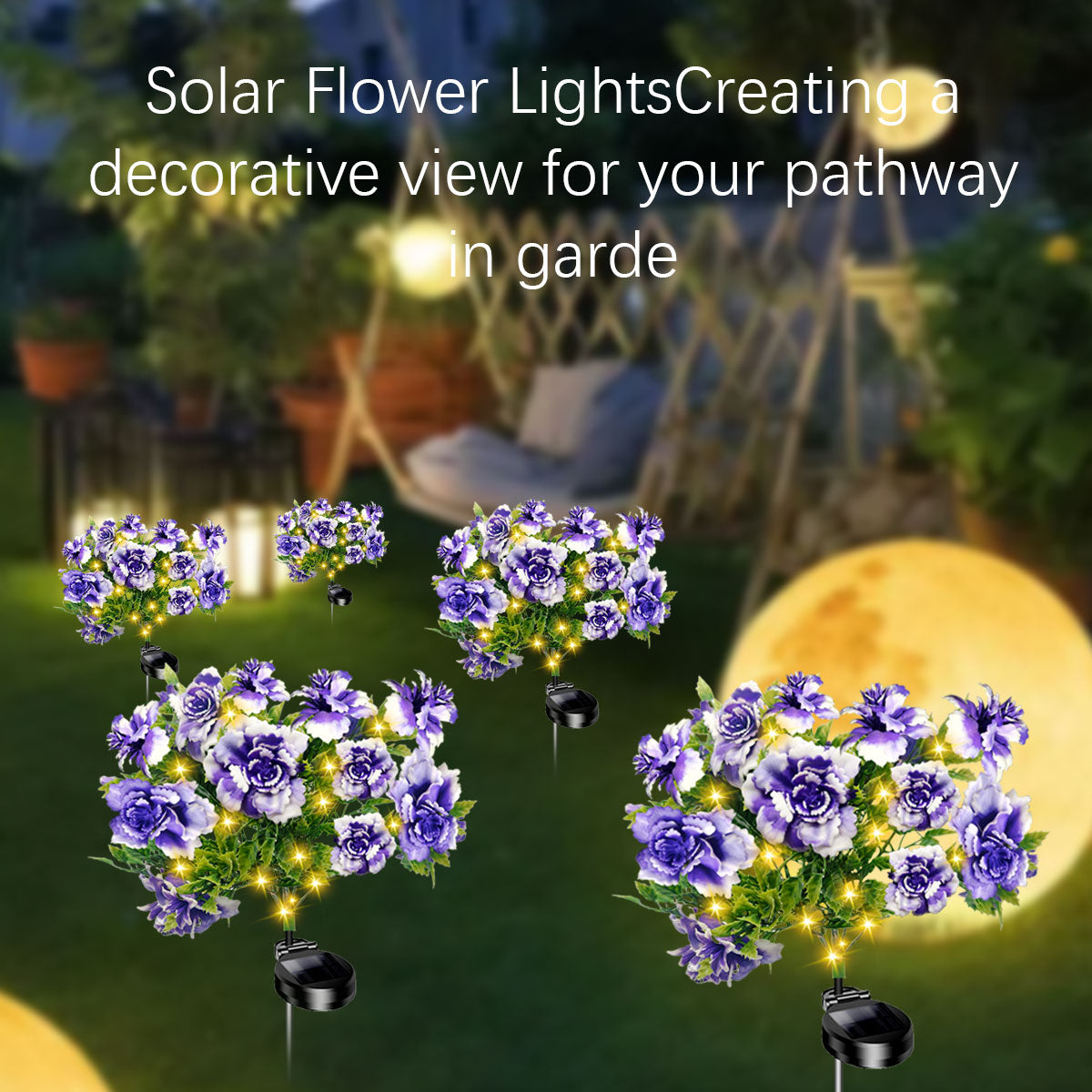 4-pack solar-powered carnations (Purple)