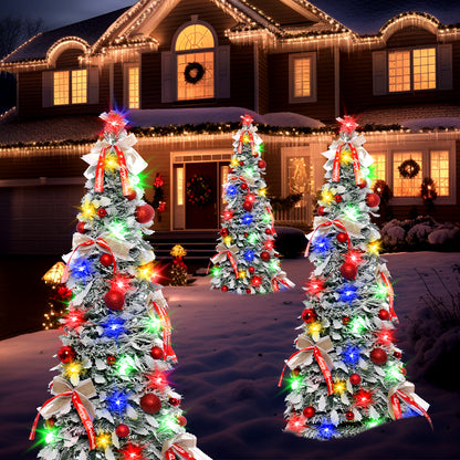 47-inch Folding Flocked Cedar Christmas Tree