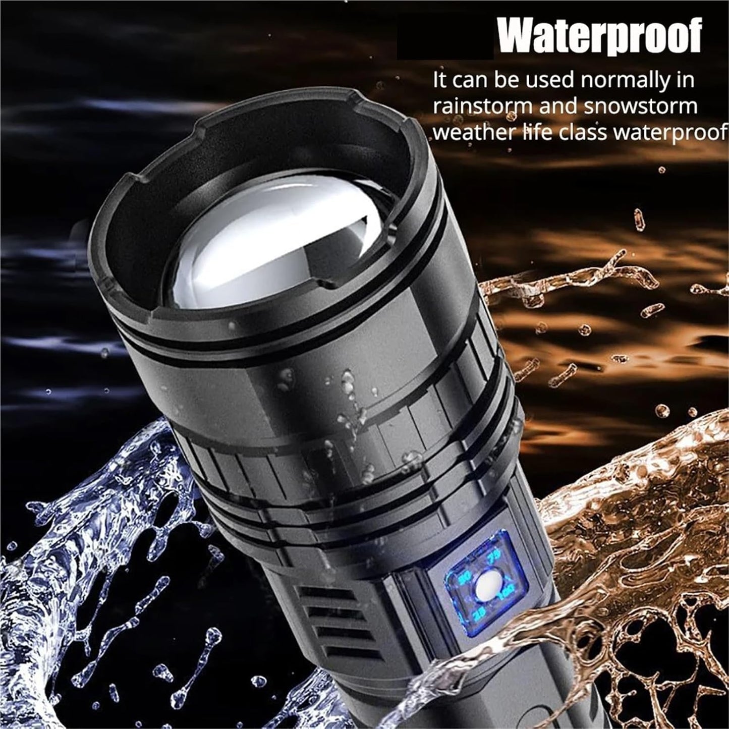 Evedio Rechargeable High-Power LED Flashlight, 5 Modes Zoomable Outdoor Flashlight with COB Side Light for Camping, Hiking & Emergency Use（1 Pack）