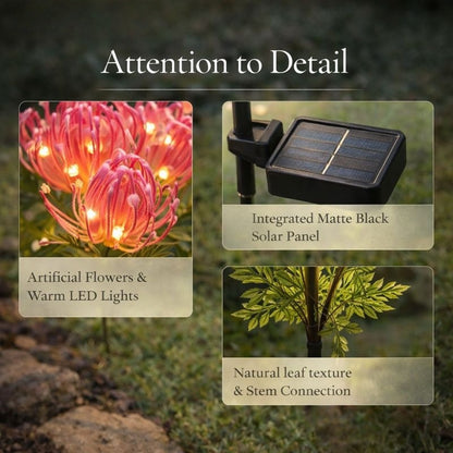 EVEDIOR Realistic Solar Spider Mum Lights - Outdoor Memorial Garden Decor (Set of 4)