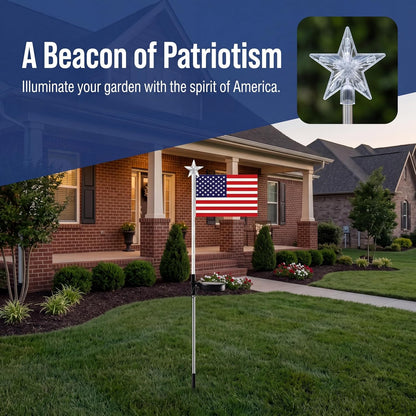Evedior Solar Decorative Lights LED Outdoor Solar Lights America Flag Decorative Flags Patriotic Garden Flag Solar Landscaping Spotlights Solar Garden Lights Outdoor LED Flagpole Lights(4件套)