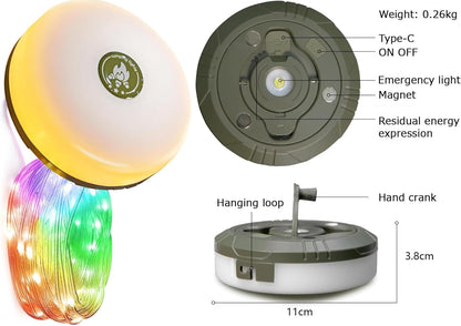 Evedior Rechargeable Camping Lantern with 32.8FT Tent String Lights（4-in-1）