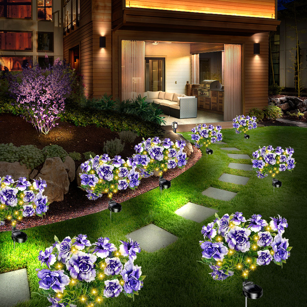 4-pack solar-powered carnations (Purple)