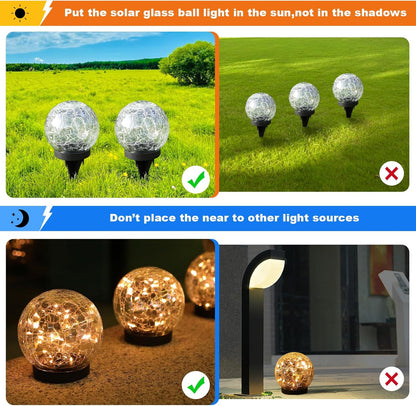 EvediorSolar Cracked Glass Globe Lights, （2 Pack）