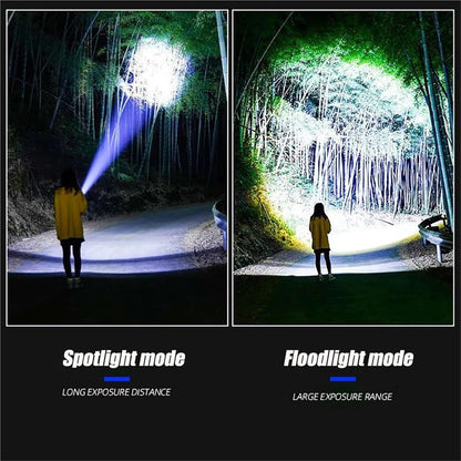 Evedio Rechargeable High-Power LED Flashlight, 5 Modes Zoomable Outdoor Flashlight with COB Side Light for Camping, Hiking & Emergency Use（1 Pack）