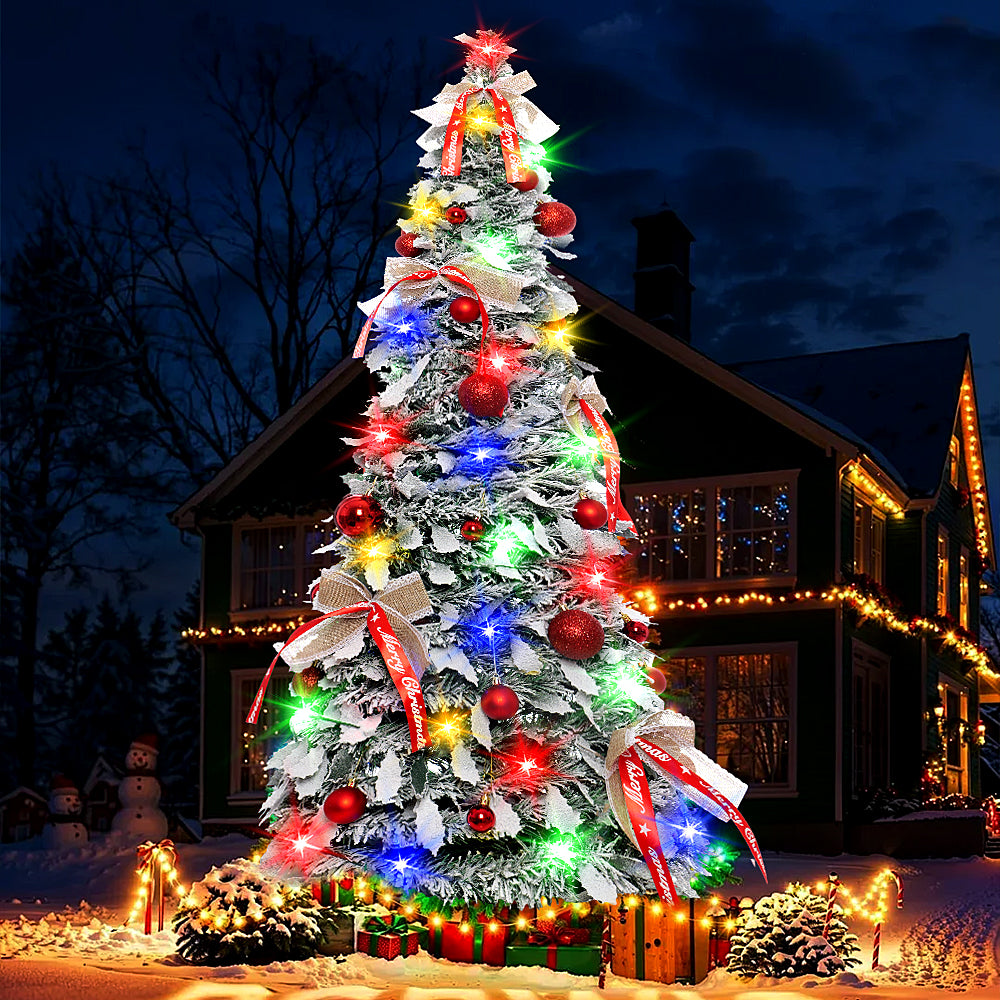 47-inch Folding Flocked Cedar Christmas Tree