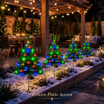 Evedio Solar Christmas Tree Lights | Festive Outdoor Holiday Collection (Set of 4)