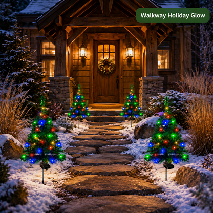 Evedio Solar Christmas Tree Lights | Festive Outdoor Holiday Collection (Set of 4)