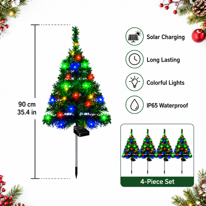 Evedio Solar Christmas Tree Lights | Festive Outdoor Holiday Collection (Set of 4)