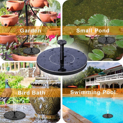 Evedior Solar Bird Bath Fountains, Upgrade 1.5W Solar Fountain Pump with 6 Nozzles, Free Standing Floating Solar Powered Water Fountain Pump for Bird Bath, Garden, Pond, Pool, Outdoor