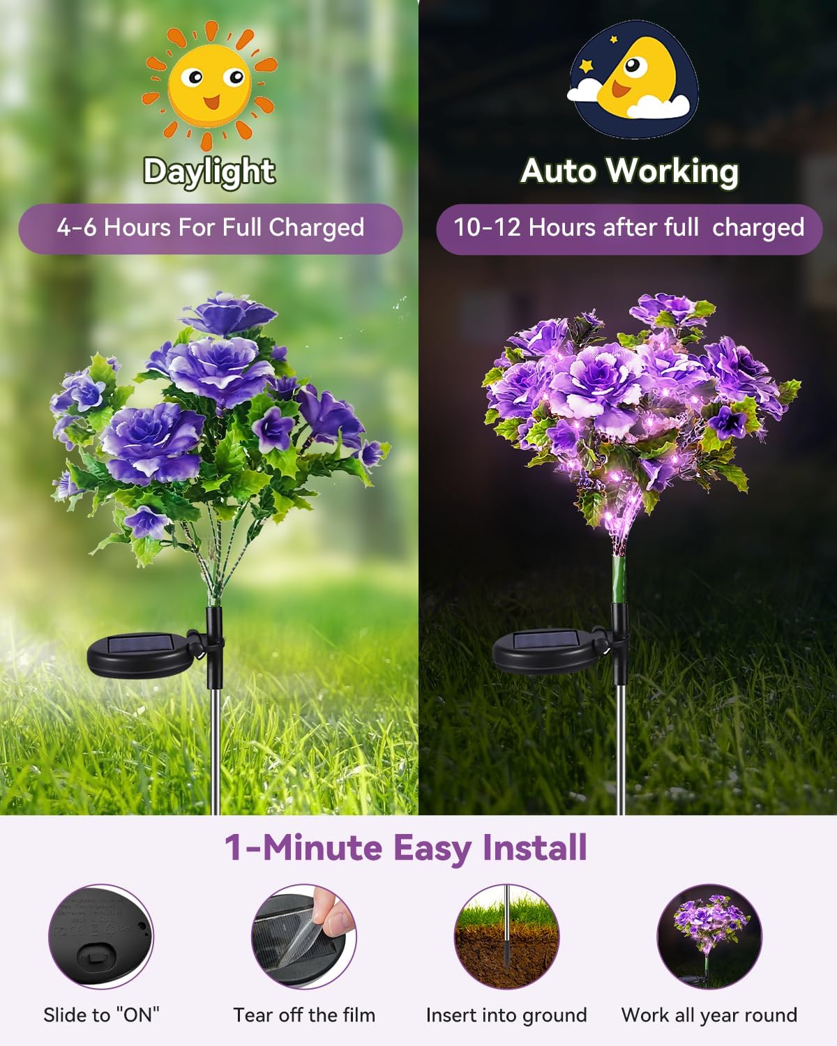 Evedior Realistic Solar Carnation Lights | Everlasting Gratitude Collection (Set of 4)