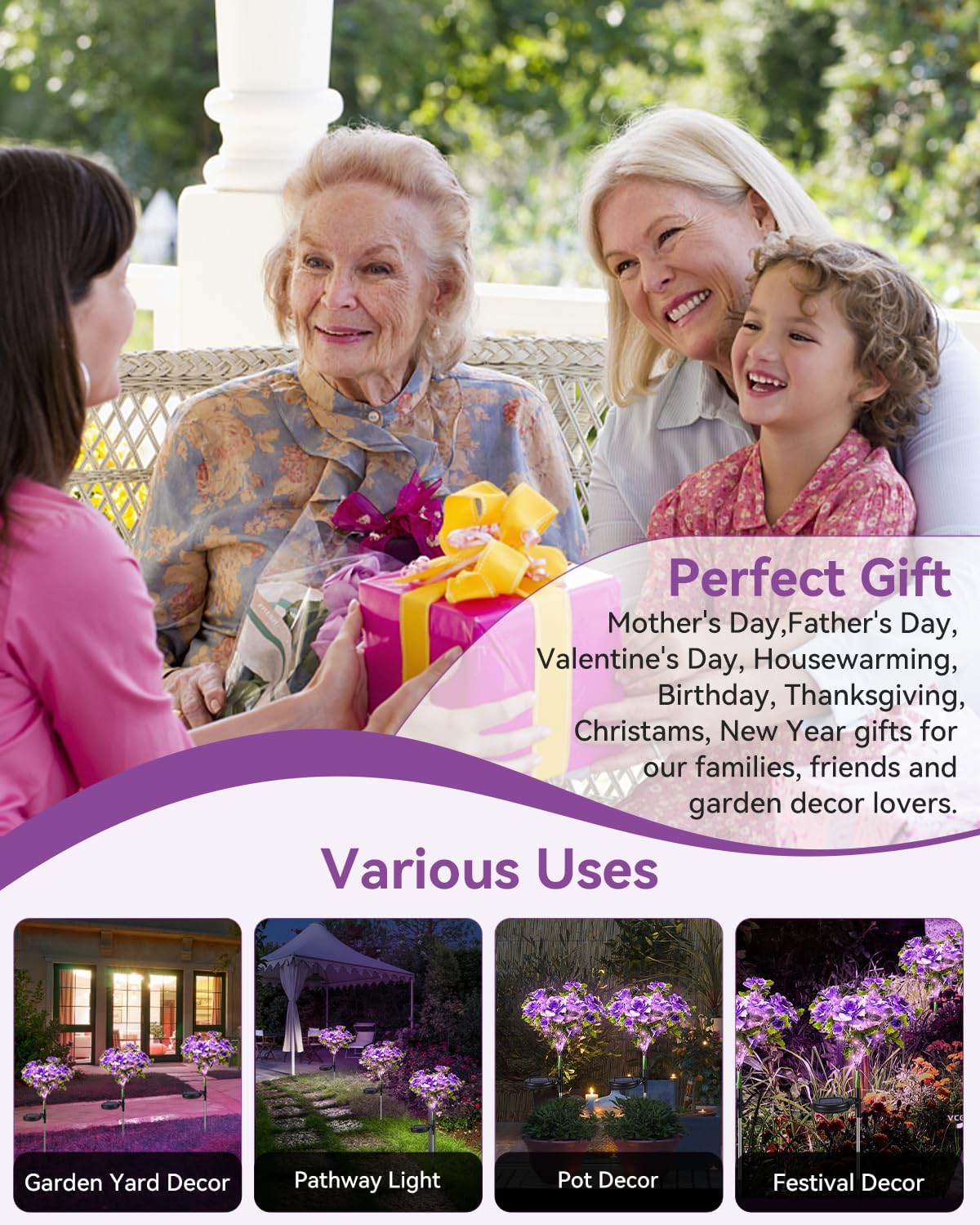 Evedior Realistic Solar Carnation Lights | Everlasting Gratitude Collection (Set of 4)