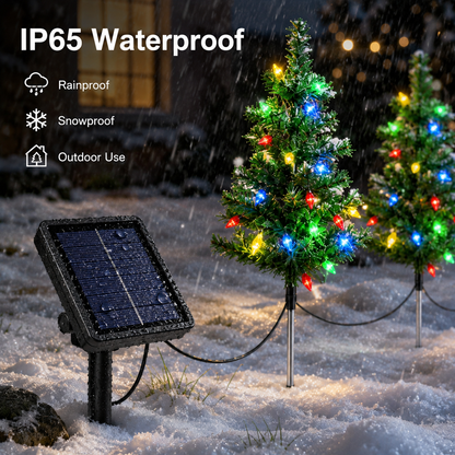 Evedio 4-in-1 Solar Strawberry Christmas Tree Lights | Festive Holiday Garden Collection (1 Set · 4 Trees)