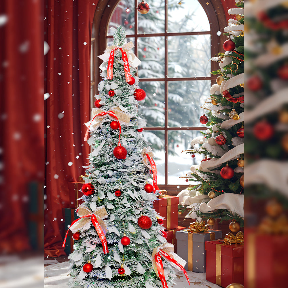 47-inch Folding Flocked Cedar Christmas Tree