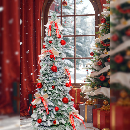 47-inch Folding Flocked Cedar Christmas Tree