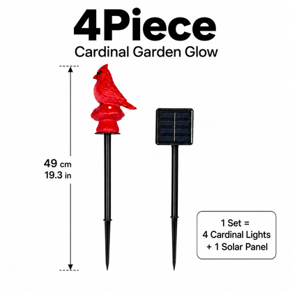 EVEDIOR 4-in-1 Solar Cardinal Bird Garden Lights, 4-Pack Connected Outdoor Halloween Yard Stake Lights for Pathway, Lawn & Garden Decor