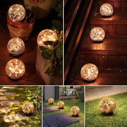 EvediorSolar Cracked Glass Globe Lights, （2 Pack）