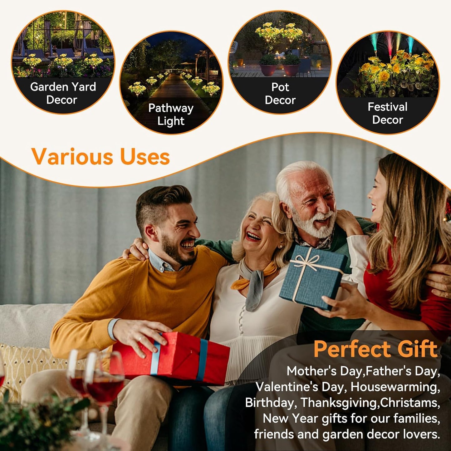 Evedior Realistic Solar Carnation Lights | Everlasting Gratitude Collection (Set of 4)