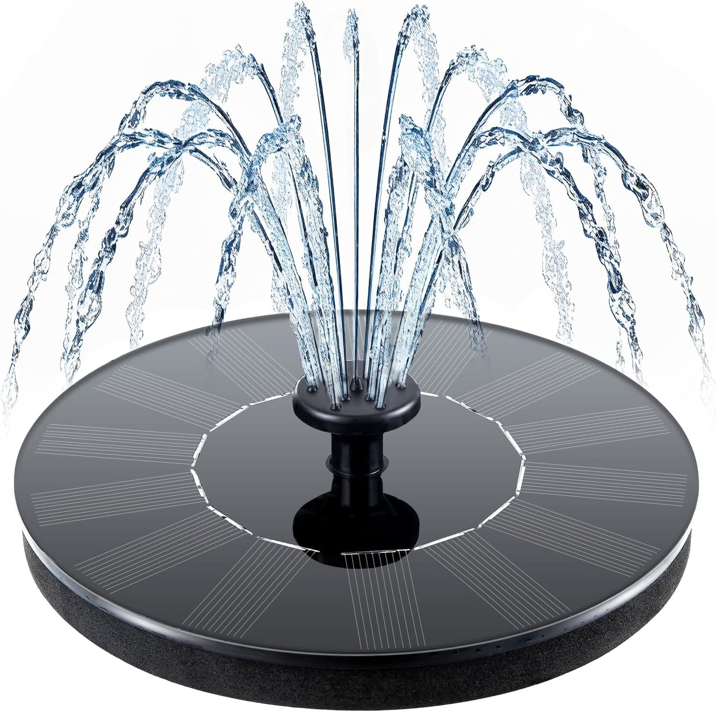 Evedior Solar Bird Bath Fountains, Upgrade 1.5W Solar Fountain Pump with 6 Nozzles, Free Standing Floating Solar Powered Water Fountain Pump for Bird Bath, Garden, Pond, Pool, Outdoor