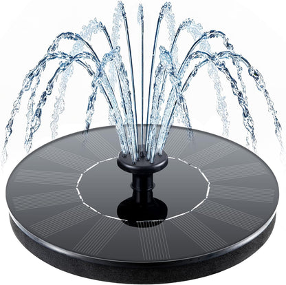 Evedior Solar Bird Bath Fountains, Upgrade 1.5W Solar Fountain Pump with 6 Nozzles, Free Standing Floating Solar Powered Water Fountain Pump for Bird Bath, Garden, Pond, Pool, Outdoor