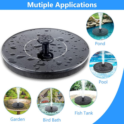 Evedior Solar Bird Bath Fountains, Upgrade 1.5W Solar Fountain Pump with 6 Nozzles, Free Standing Floating Solar Powered Water Fountain Pump for Bird Bath, Garden, Pond, Pool, Outdoor
