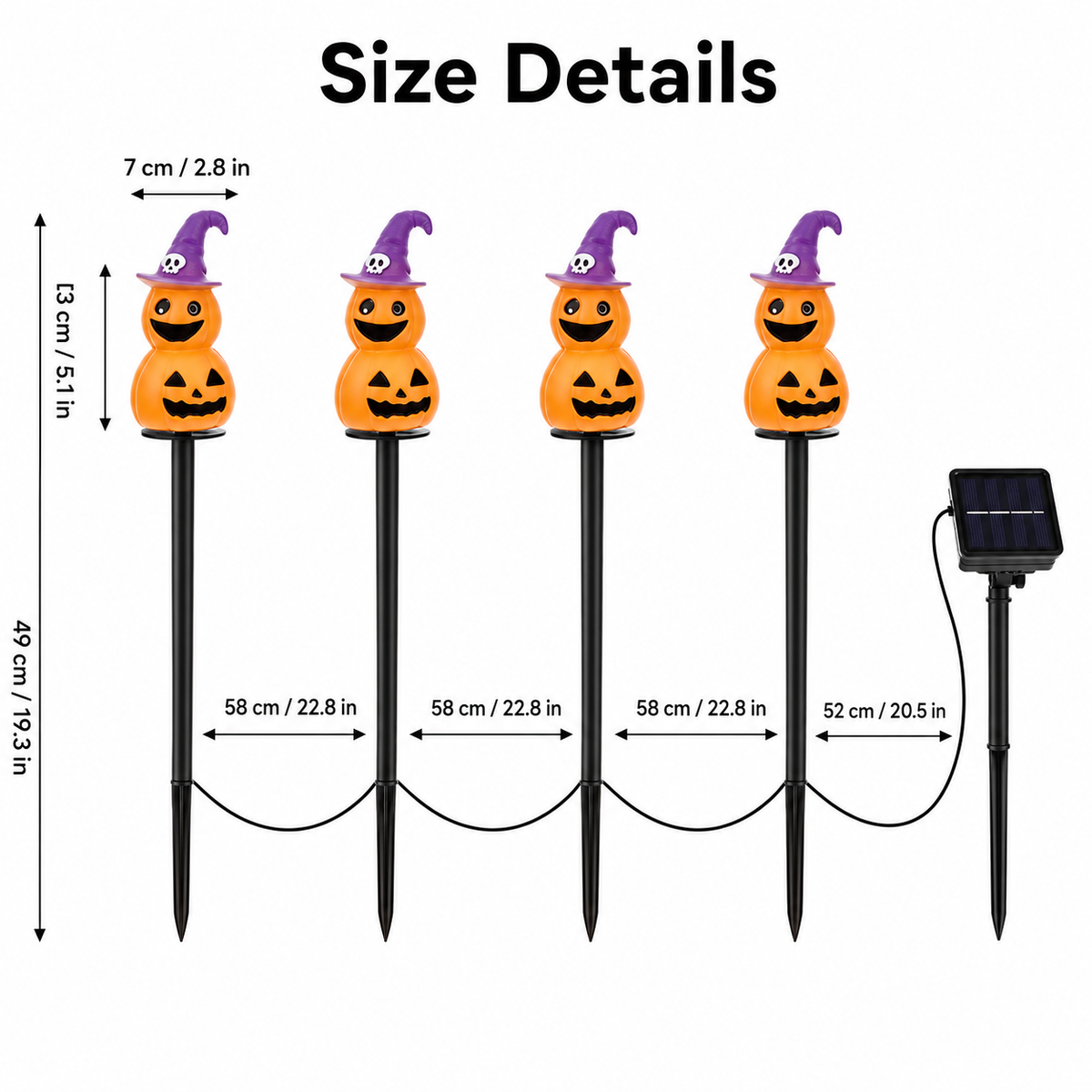 EVEDIOR 4-in-1 Solar Pumpkin Garden Lights, 4-Pack Halloween Outdoor Yard Stake Lights for Pathway, Lawn & Garden Decor