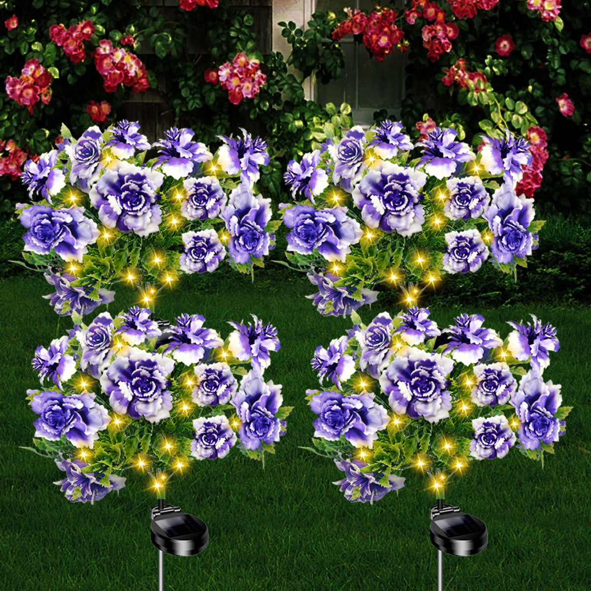4-pack solar-powered carnations (Purple)