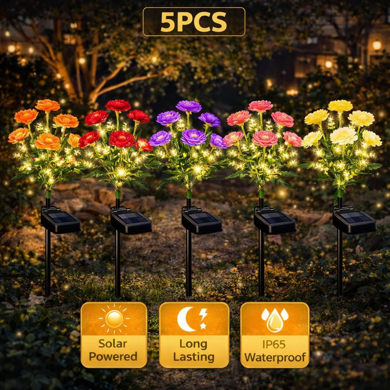 Evedior Ethereal Solar Snow Lotus Lights | Pure Elegance Collection (Set of 5)