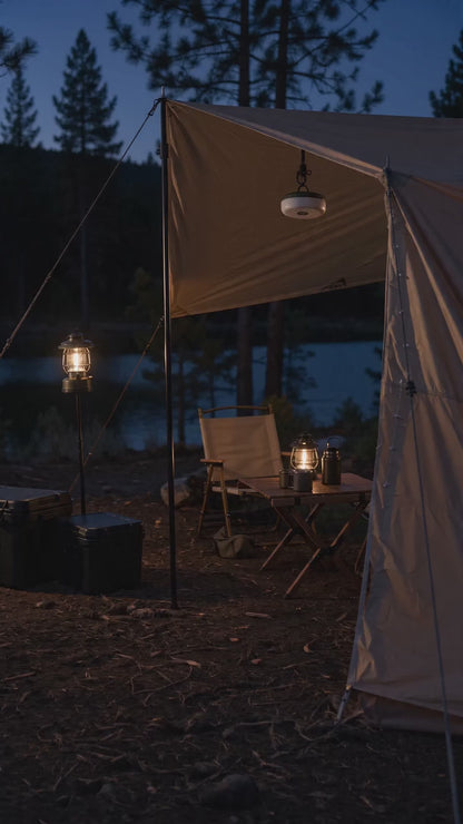 Evedior Rechargeable Camping Lantern with 32.8FT Tent String Lights（4-in-1）